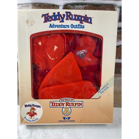 Worlds of Wonder Other - Worlds of Wonder Teddy Ruxpin Adventure Sleepwear Set Red Boxed 1986